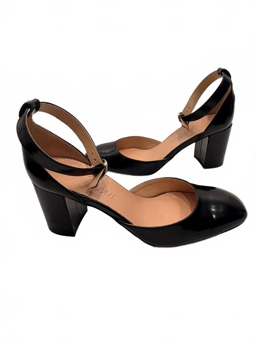 J.Crew Maisie‎ Ankle Strap Block Heel Pump Black Leather Mary Jane Size 8.5